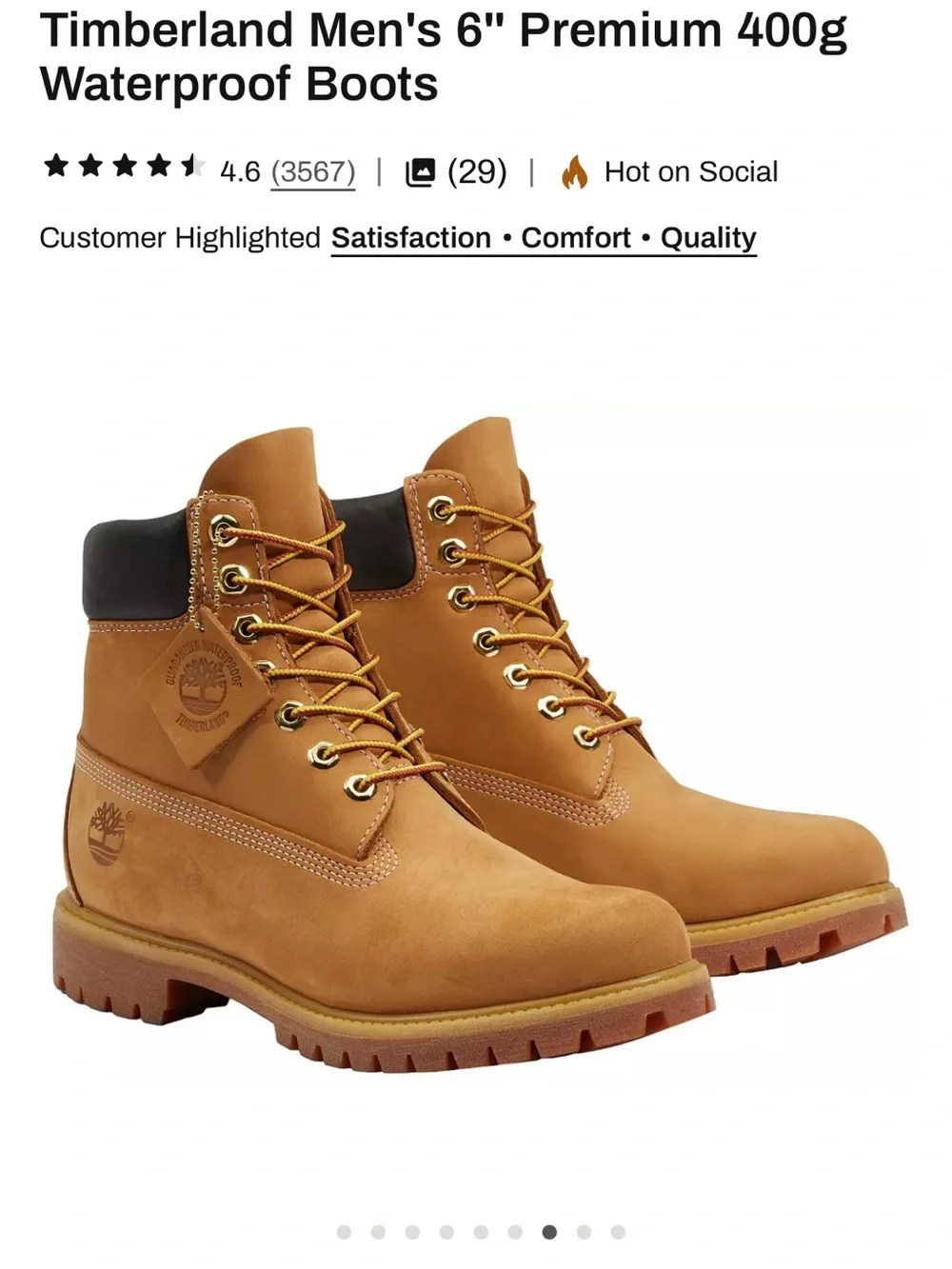 Timberland Men's 6'' Premium 400g Waterproof Boots